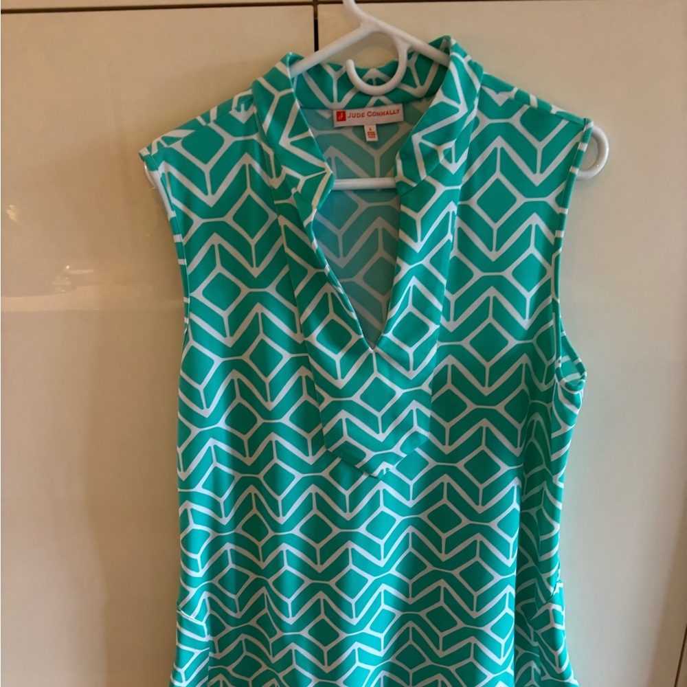 Jude Connally Blue Sleeveless Blouse with Mandarin Collar